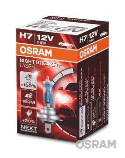 OSRAM лампа NIGHT BREAKER LASER! 1шт. (H7) 12V 55W PX26d +150% света